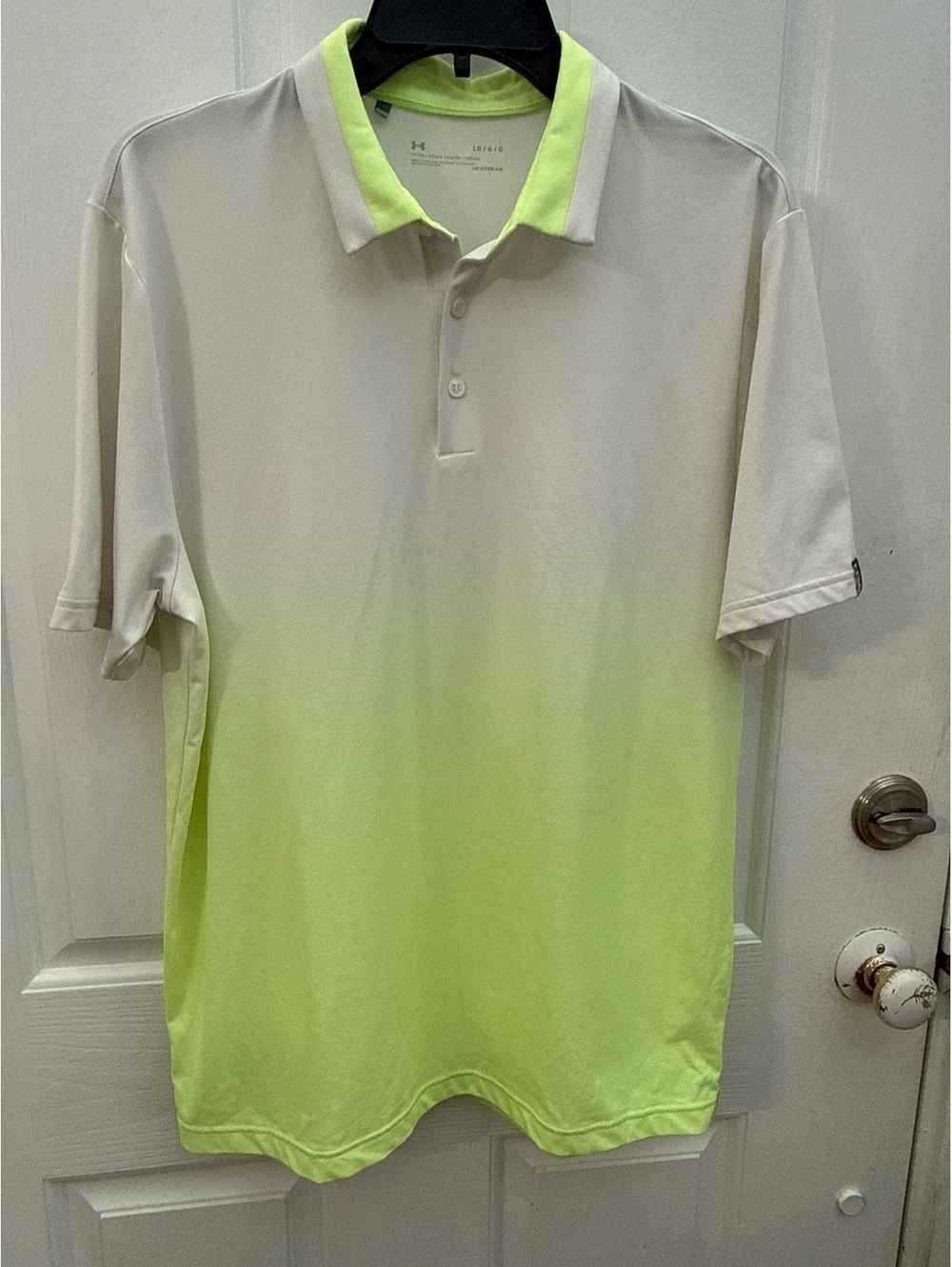 Under Armour Men's HeatGear Fitted Polo Shirt Large White to Lime Green Gradient
